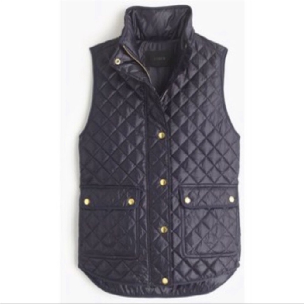 J. Crew navy M quilted field puffer down vest